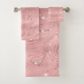 Chic Luxury Pink Silver Glitzer Badhandtuch Set (Insitu)
