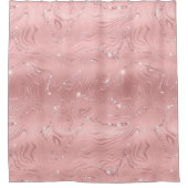 Chic Luxury Pink Silver Glitzer Duschvorhang (Vorderseite)