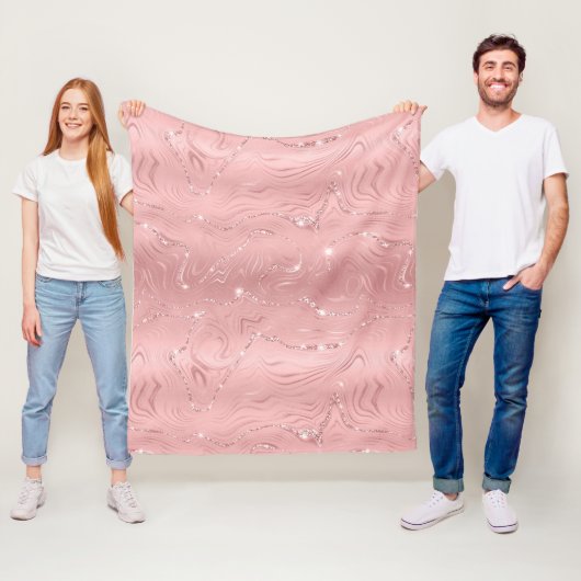 Chic Luxury Pink Silver Glitzer Fleecedecke (Beispiel)