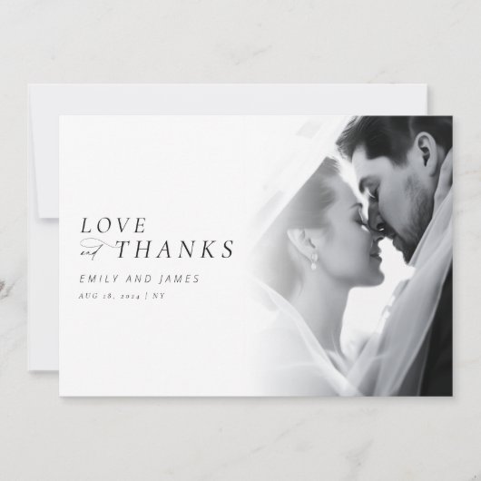 Chic Luxury Script Wedding Foto Dankeskarte (Vorderseite)