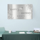 Chic Luxury Silver Glitzer Tropfen 18. Geburtstag Banner (Messeveranstaltung)