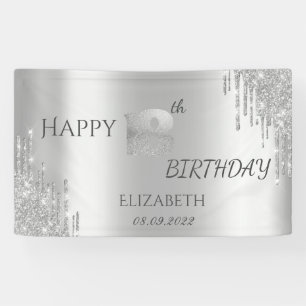 Chic Luxury Silver Glitzer Tropfen 18. Geburtstag Banner