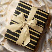 Chic Luxury Striped Black & Gold Geschenkpapier