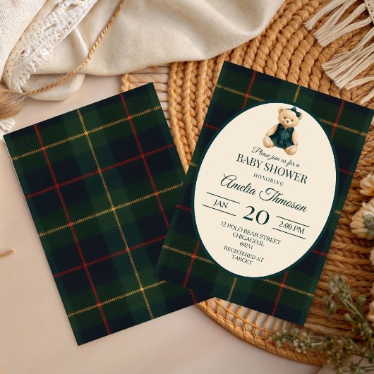 Chic Luxury Teddy Bear Baby Shower Einladung
