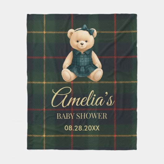Chic Luxury Teddy Bear Baby Shower  Fleecedecke (Vorderseite)