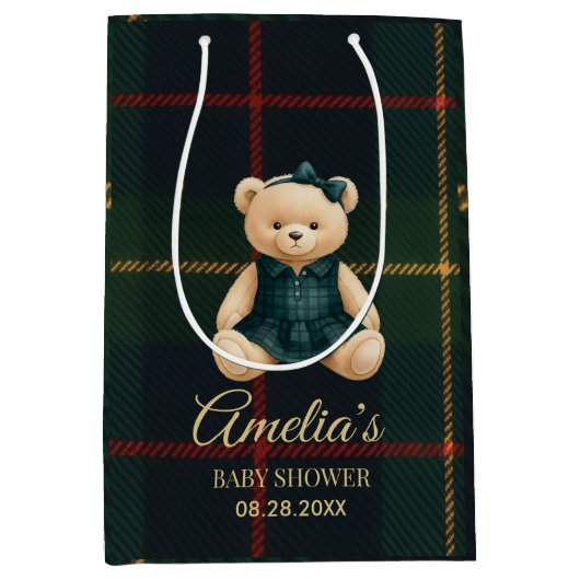 Chic Luxury Teddy Bear Baby Shower  Mittlere Geschenktüte (Vorderseite)