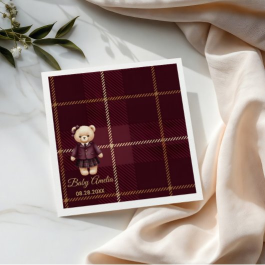 Chic Luxury Teddy Bear baby shower Serviette
