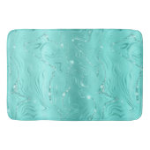 Chic Luxury Turquoise Silver Glitzer Muster Badematte (Vorderseite)