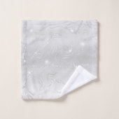 Chic Luxury White Silver Glitzer Badetuch Set (Waschlappen)