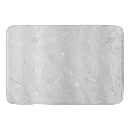 Chic Luxury White Silver Glitzer Pattern Badematte