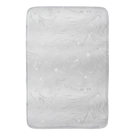Chic Luxury White Silver Glitzer Pattern Badematte (Vorderseite Vertikal)