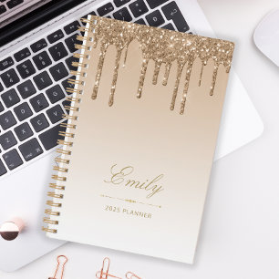 Chic Luxus Glitter Tropfen Gold 2025 Planer