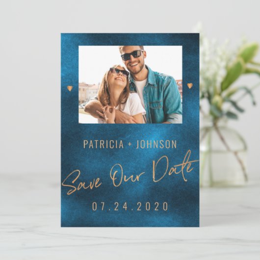 Chic Luxus-Marinemoldhochzeit speichern Sie das Da Ankündigung (Stehend Vorderseite)