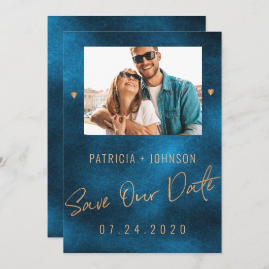 Chic Luxus-Marinemoldhochzeit speichern Sie das Da Ankündigung (Vorne/Hinten)