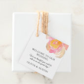 Chic Luxus pink Aquarell Rose. Gartenhochzeit Geschenkanhänger (Beispiel)