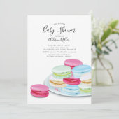 Chic Macaroon Baby Shower Einladung (Stehend Vorderseite)