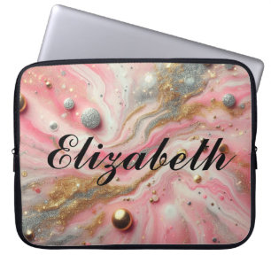 Chic Mädchen Glitter Monogramm rosa silber gold Laptopschutzhülle