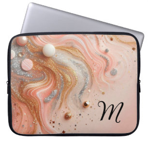 Chic Mädchen Glitter Monogramm rosa silber gold Laptopschutzhülle