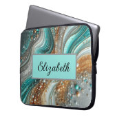 Chic mädchenhaften Glitzer und nennen aquamarines Laptopschutzhülle (Vorderseite Links)