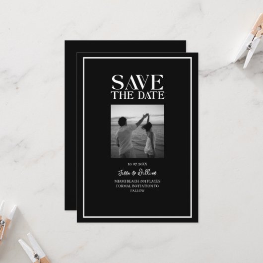 Chic Magazine Stil Save the Date Einladung (Vorderseite/Rückseite Beispiel)