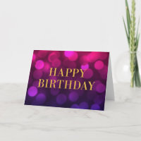 Chic Magenta Bokeh Lights Imitats Gold Happy Birth