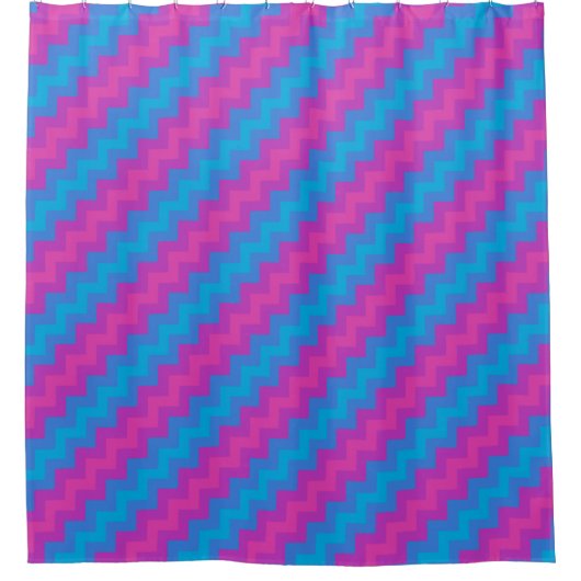 Chic Magenta Bright Blue Türkis Pink Chevrons Duschvorhang (Vorderseite)