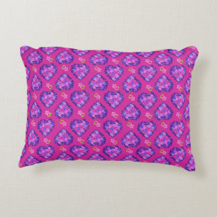 Chic Magenta Herz und Blume Akzent Pillow Zierkissen