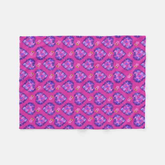 Chic Magenta Herz und Blume Fleece Blanket (Vorderseite (Horizontal))