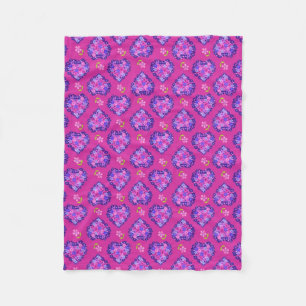 Chic Magenta Herzen und Blumen Fleece-Decke Fleecedecke