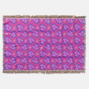 Chic Magenta Herzen und Blumen Wurfdecke Decke