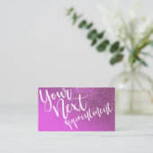 Chic Magenta Lila Glitzer Gradient Typografie Terminkarte (Stehend Vorderseite)