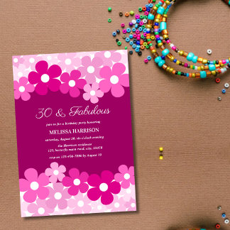 Chic Magenta Pink Blume 30 Fantastischer Geburtsta Einladung