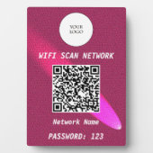 Chic Magenta Pinkes Lederspotlight QR Code Wifi Fotoplatte (Vorderseite)