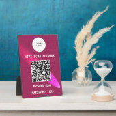 Chic Magenta Pinkes Lederspotlight QR Code Wifi Fotoplatte (Seite)