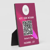 Chic Magenta Pinkes Lederspotlight QR Code Wifi Fotoplatte (Seite)