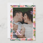 Chic Magenta Rosa Foto Hochzeit Einladung (Vorderseite)