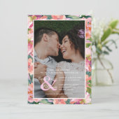 Chic Magenta Rosa Foto Hochzeit Einladung (Stehend Vorderseite)