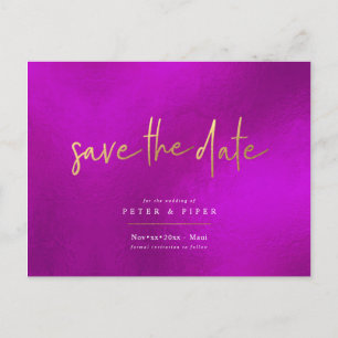 Chic Magenta+Signature-Skript, Save the Date Postkarte