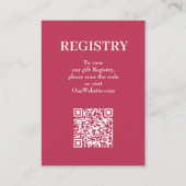 Chic Magenta Wedding Registry QR Code Begleitkarte (Vorderseite)