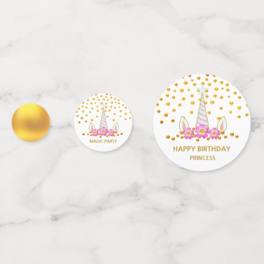 Chic Magic Birthday Unicorn & Gold Confetti Konfetti (Rückseiten)