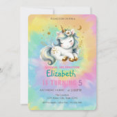 Chic Magical Unicorn Rainbow Gefärbte Krawatte Geb Einladung (Vorderseite)