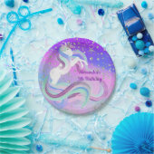 Chic Magical Unicorn Silver Stars Pappteller (Party)