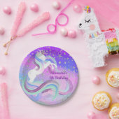 Chic Magical Unicorn Silver Stars Pappteller (Party)