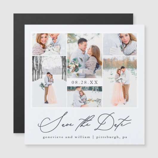 Chic Magnetic Foto Wedding Save the Date Magnetkarte (Vorne/Hinten)