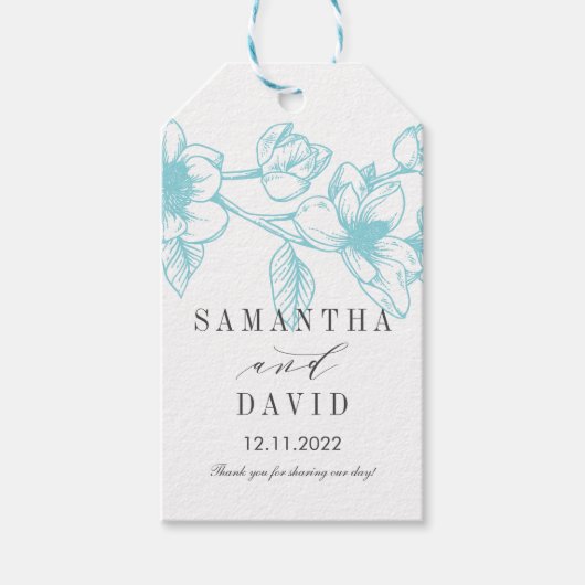 Chic Magnolia Blume | Blass | Hochzeit Geschenkanhänger (Vorderseite)