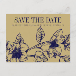 Chic Magnolia Blume | Gold | SAVE THE DATE Ankündigungspostkarte