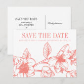 Chic Magnolia Blume | Korallen | SAVE THE DATE Ankündigungspostkarte (Vorne/Hinten)