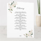 Chic Magnolia Floral Beerdigung Service Foto Progr Karte (Rückseite)