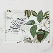 Chic Magnolia Save the Date Foil Einladung (Vorderseite)