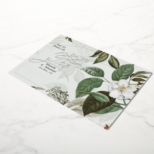 Chic Magnolia Save the Date Foil Einladung (Gedreht)